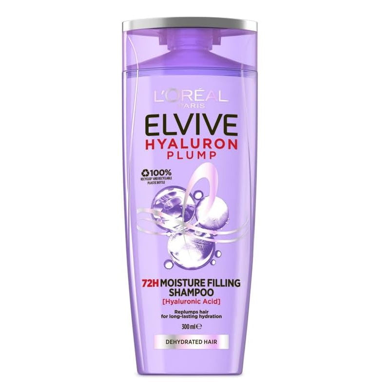 6x L'Oreal Paris Hyaluron Plump Shampoo Dehydrated Hair 300ml