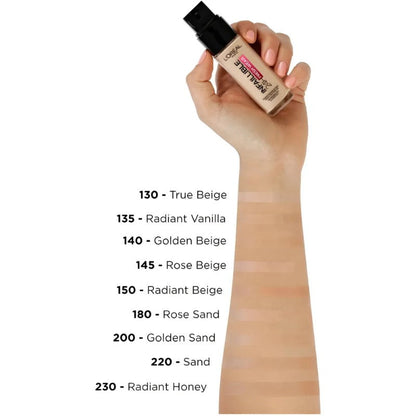3x L'Oreal Paris Infallible Liquid Foundation 30ml 130 Cool Rose