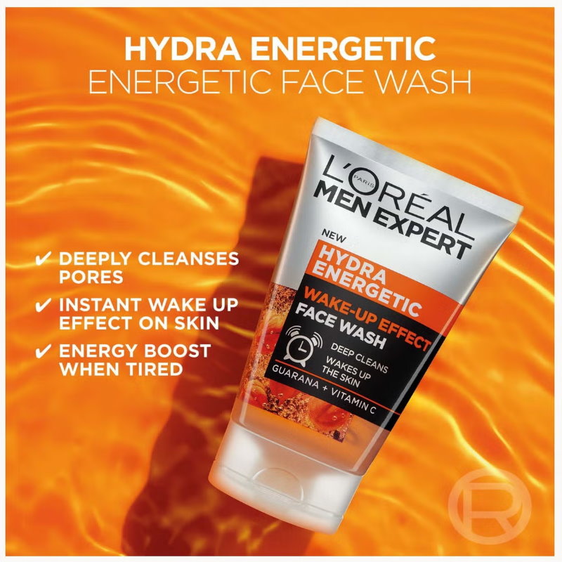 12x L'Oreal Men Expert Hydra Energetic Wake-Up Effect Face Wash 100ml