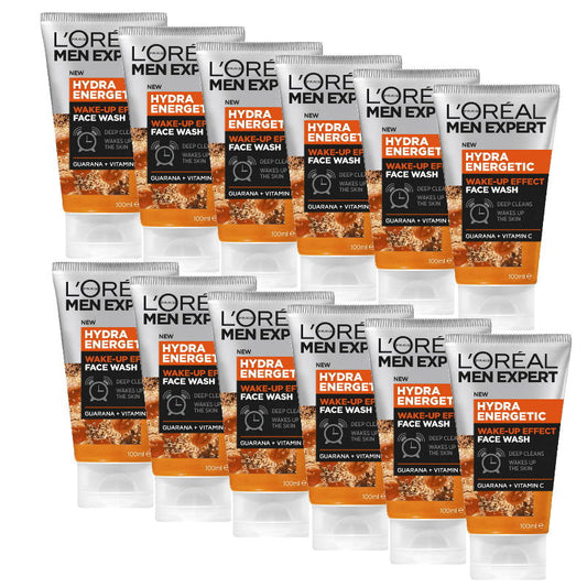 12x L'Oreal Men Expert Hydra Energetic Wake-Up Effect Face Wash 100ml