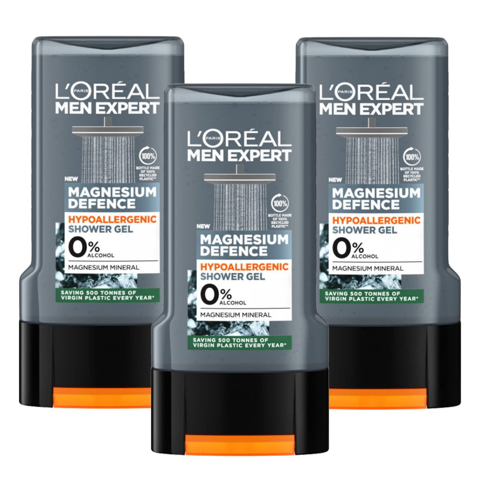 3x L’Oreal Men Expert Magnesium Defence Hypoallergenic Shower Gel 300ml