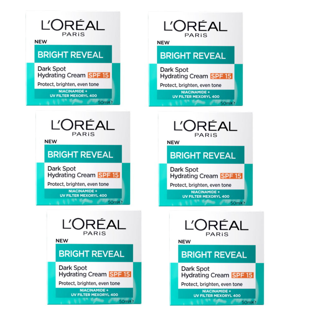 6x L'Oreal Paris Bright Reveal Dark Spot Hydrating Cream Moisturiser SPF15 50ml