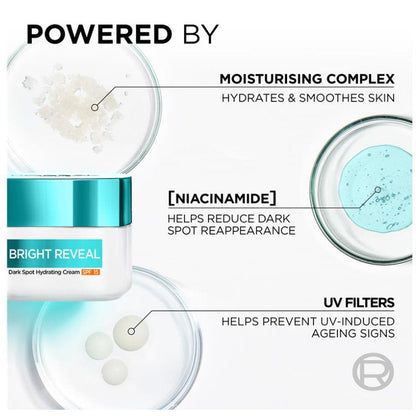 6x L'Oreal Paris Bright Reveal Dark Spot Hydrating Cream Moisturiser SPF15 50ml
