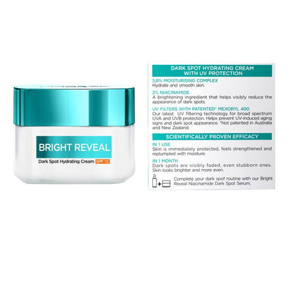 6x L'Oreal Paris Bright Reveal Dark Spot Hydrating Cream Moisturiser SPF15 50ml