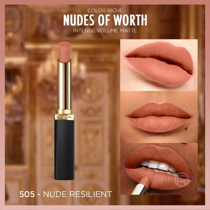 6x L'Oreal Paris Color Riche Volume Matte Nudes of Worth Lipstick 505 Le Nude Resilient