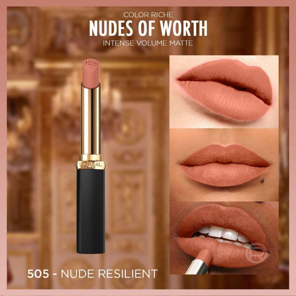 6x L'Oreal Paris Color Riche Volume Matte Nudes of Worth Lipstick 505 Le Nude Resilient