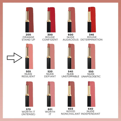 6x L'Oreal Paris Color Riche Volume Matte Nudes of Worth Lipstick 505 Le Nude Resilient