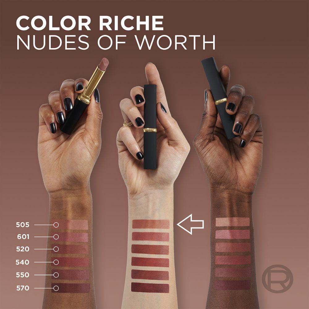 6x L'Oreal Paris Color Riche Volume Matte Nudes of Worth Lipstick 505 Le Nude Resilient