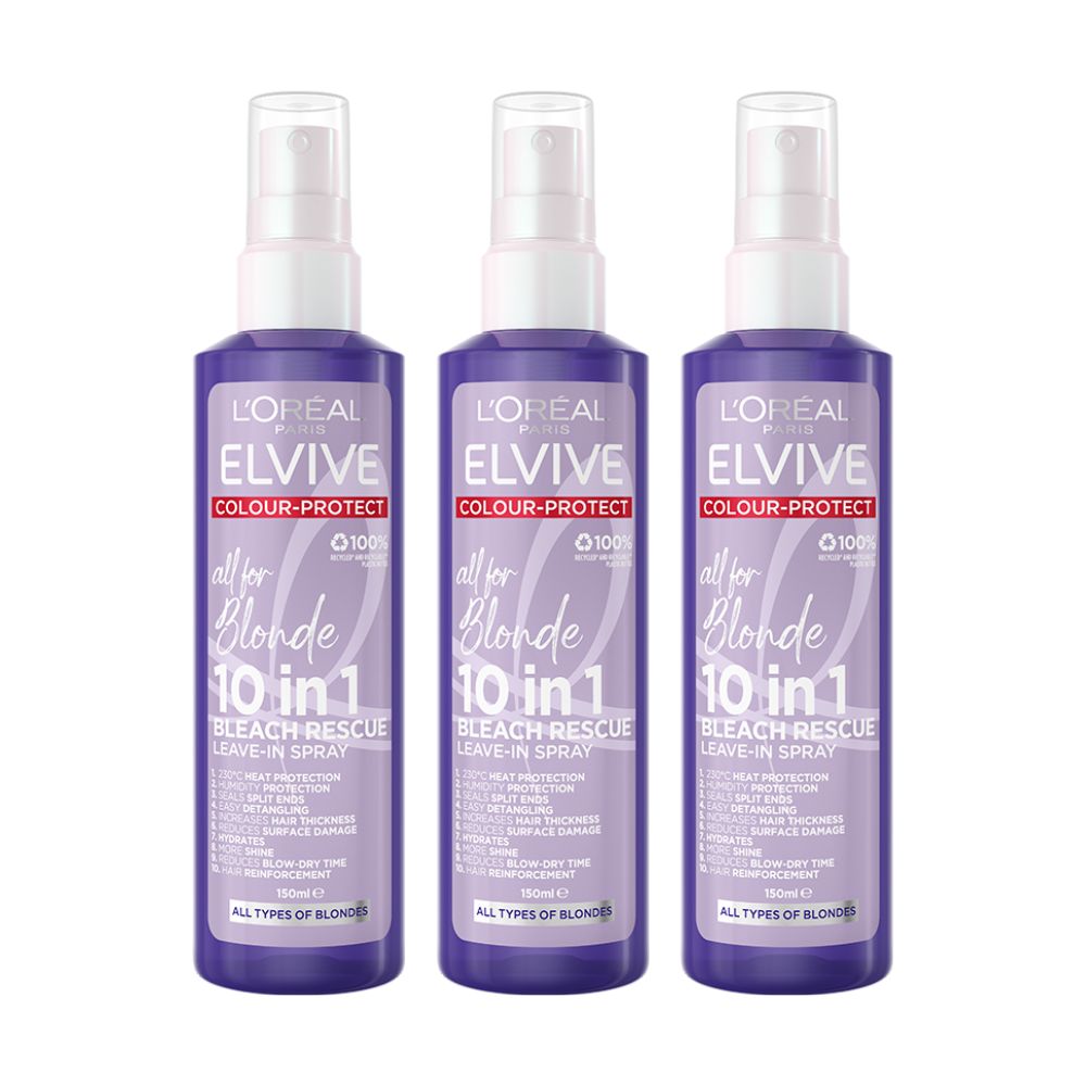 3x L'Oreal Paris Elvive Blonde 10 in 1 Leave In Spray 150ml