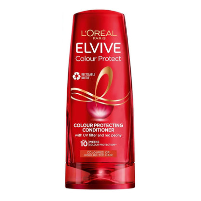 L'Oreal Elvive Colour Protect conditioner bottle on a white background