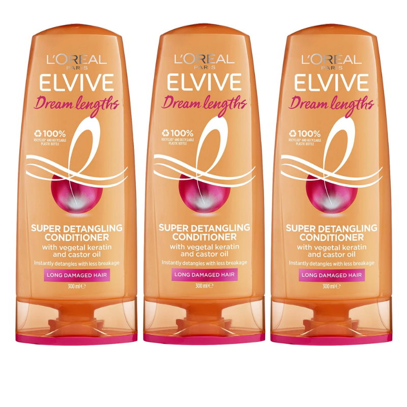 3x L'Oreal Paris Elvive Dream Lengths Detangling Conditioner 300ml