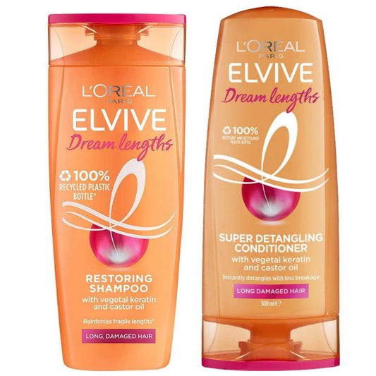 2pk L'Oreal Paris Elvive Dream Lengths Detangling Shampoo and Conditioner Set 300mL