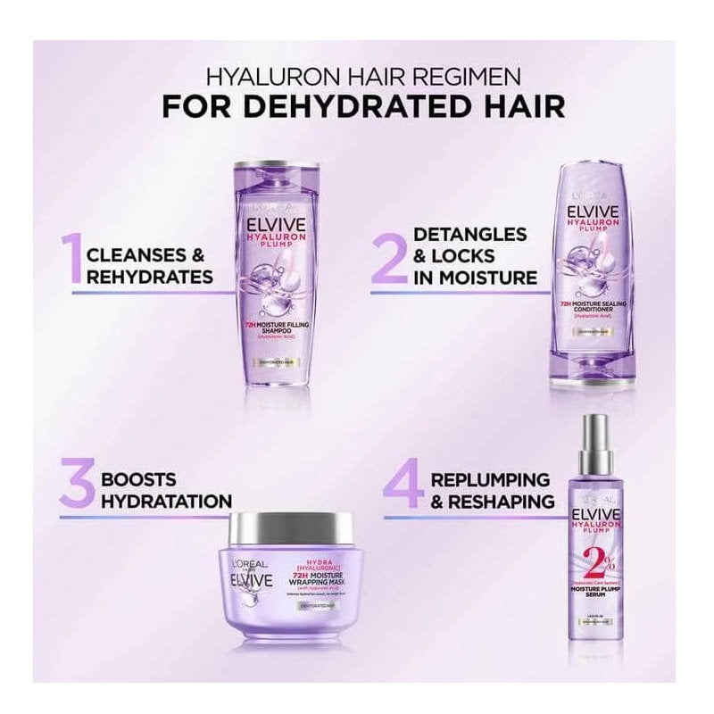12x L'Oreal Paris Elvive Hyaluron Plump Hydrating Conditioner 700ml