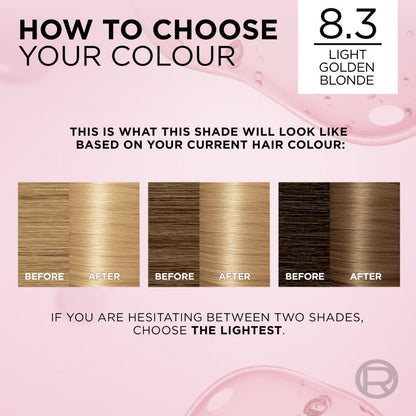 24x L'Oreal Paris Excellence Crème Permanent Hair Colour 8.3 Golden Blonde