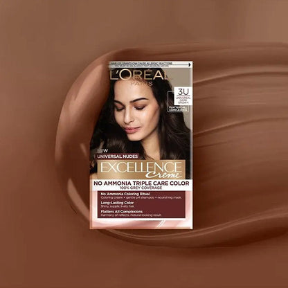 6x L'Oreal Paris Excellence Creme Universal Nudes Hair Colour 3U Dark Brown