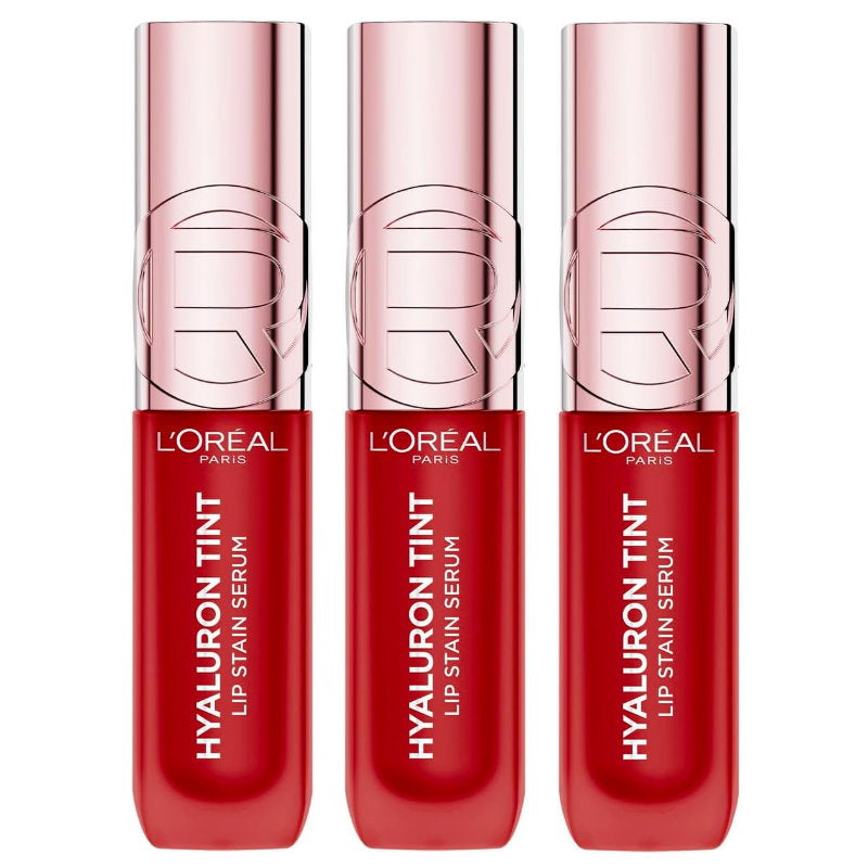 3x L'Oreal Paris Hyaluron Tint Lip Stain Serum 420 Le Rouge Paris 5ml
