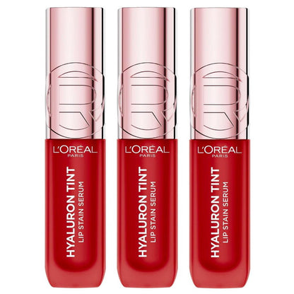 3x L'Oreal Paris Hyaluron Tint Lip Stain Serum 420 Le Rouge Paris 5ml