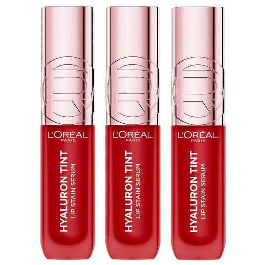 3x L'Oreal Paris Hyaluron Tint Lip Stain Serum 420 Le Rouge Paris 5ml