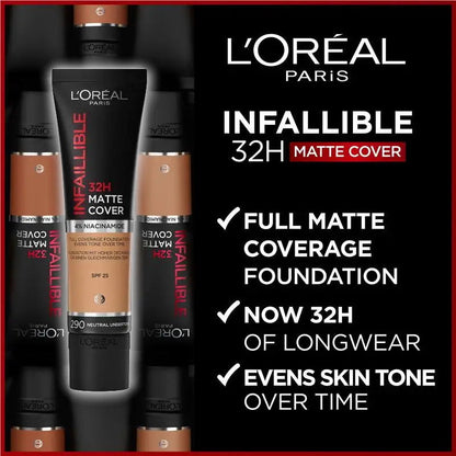 3x L'Oreal Paris Infaillible 32H Matte Cover Foundation 30ml 290 Neutral Undertone