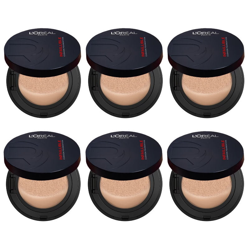 6x L'Oreal Paris Infallible 24H Fresh Wear Cushion Foundation 140 Neutral 11g