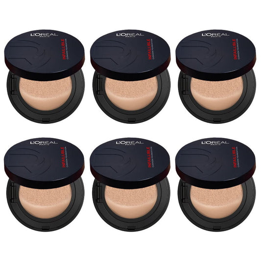 6x L'Oreal Paris Infallible 24H Fresh Wear Cushion Foundation 140 Neutral 11g