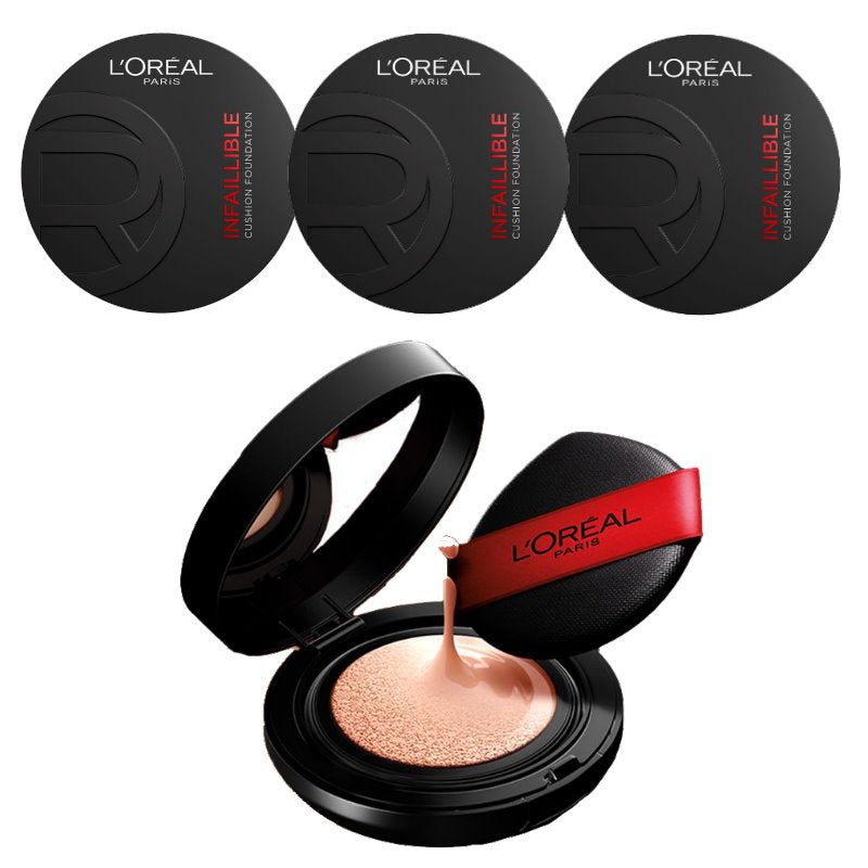 3x L'Oreal Paris Infallible 24H Fresh Wear Cushion Foundation 140 Neutral 11g