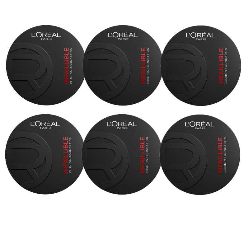 6x L'Oreal Paris Infallible 24H Fresh Wear Cushion Foundation 100 Neutral 11g