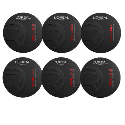 6x L'Oreal Paris Infallible 24H Fresh Wear Cushion Foundation 100 Neutral 11g