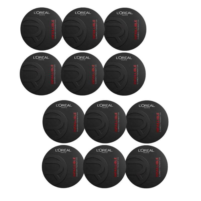 12x L'Oreal Paris Infallible 24H Fresh Wear Cushion Foundation 100 Neutral 11g
