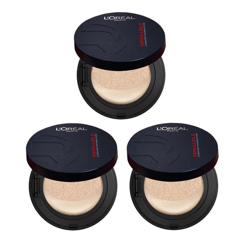 3x L'Oreal Paris Infallible 24H Fresh Wear Cushion Foundation 20 Cool 11g