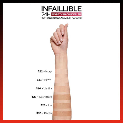 6x L'Oreal Paris Infallible 24H Full Coverage More Than Concealer 11ml 322 Ivory