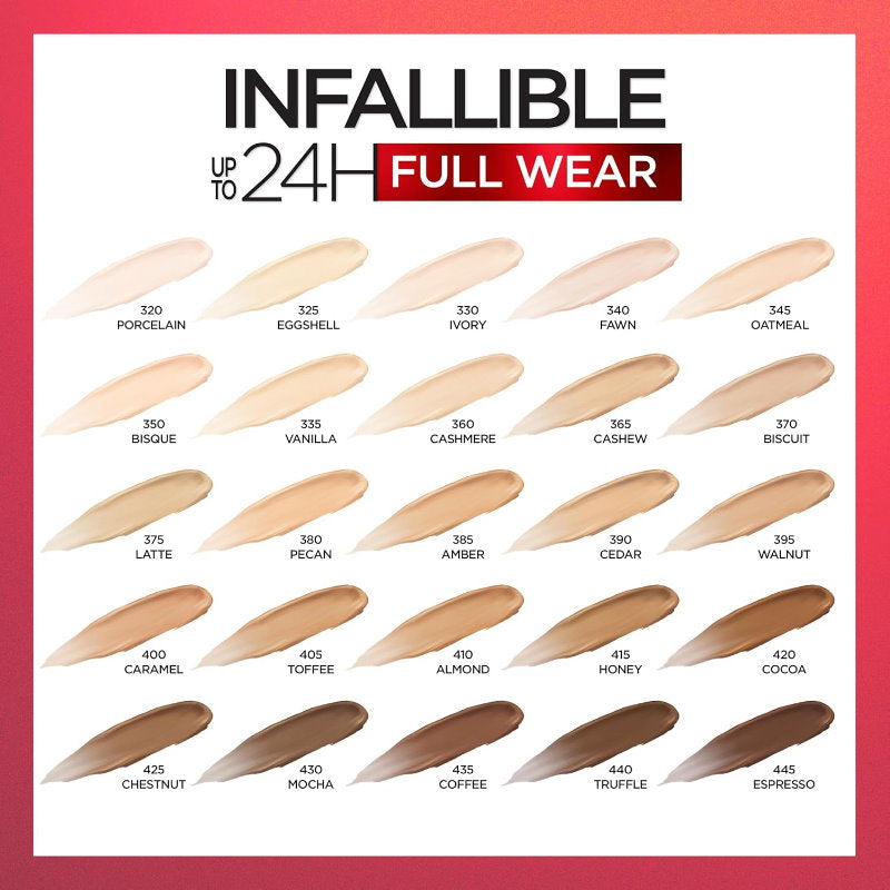 6x L'Oreal Paris Infallible 24H Full Coverage More Than Concealer 11ml 322 Ivory