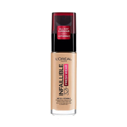 3x L'Oreal Paris Infallible 32H Fresh Wear Foundation SPF 25 30ml 120 Golden Vanilla