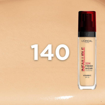 6x L'Oreal Paris Infallible 32H Liquid Foundation 30ml Shade 140 Cool Rose