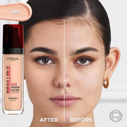 48pk L'Oreal Paris Infallible 32H Fresh Wear Foundation SPF 25 30ml - 145 Cool Rose
