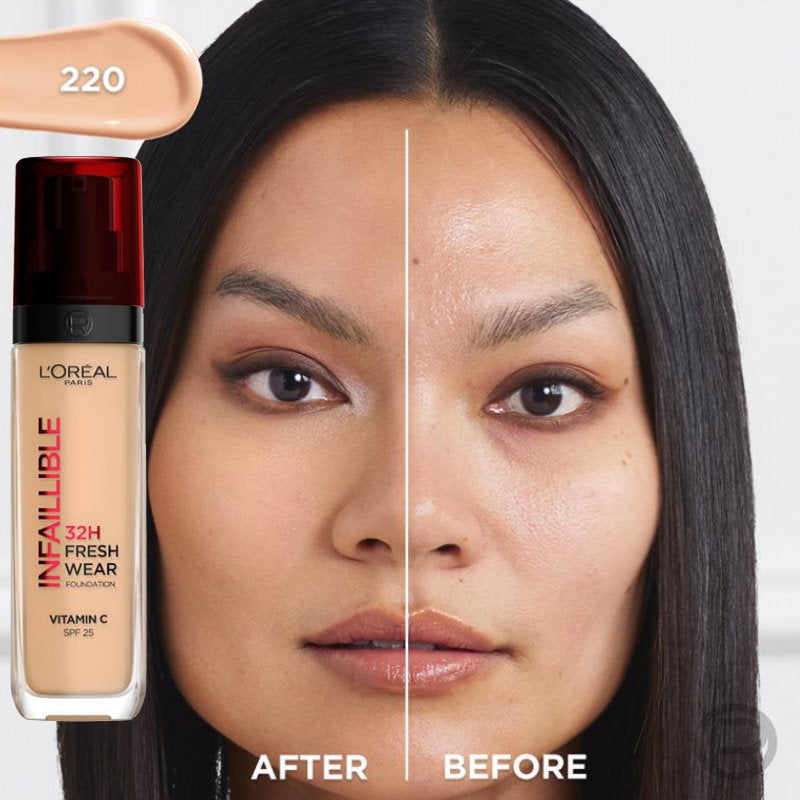 6x L'Oreal Paris Infallible 32H Freshwear Foundation 30ml 220 Sand / Neutral Undertone