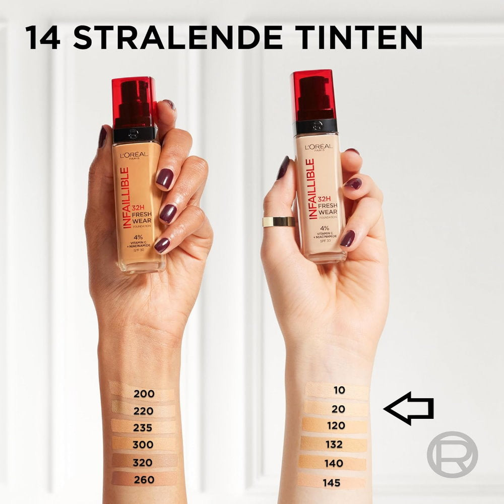 6x L'Oreal Paris Infallible 32H Freshwear Foundation 30ml Shade 20 Neutral