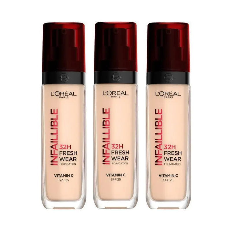 3x L'Oreal Paris Infallible 32H Freshwear Foundation 30ml Shade 20 Neutral