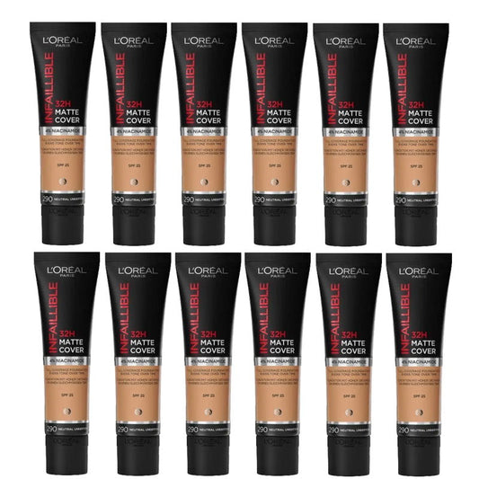 12x L'Oreal Paris Infaillible 32H Matte Cover Foundation 30ml 290 Neutral Undertone