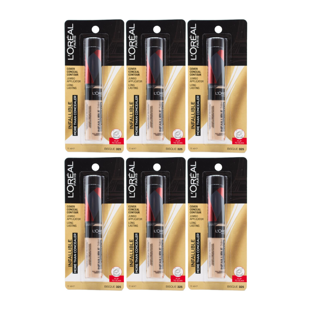 6x L'Oreal Paris Infallible More Than Concealer 11ml 325 Bisque