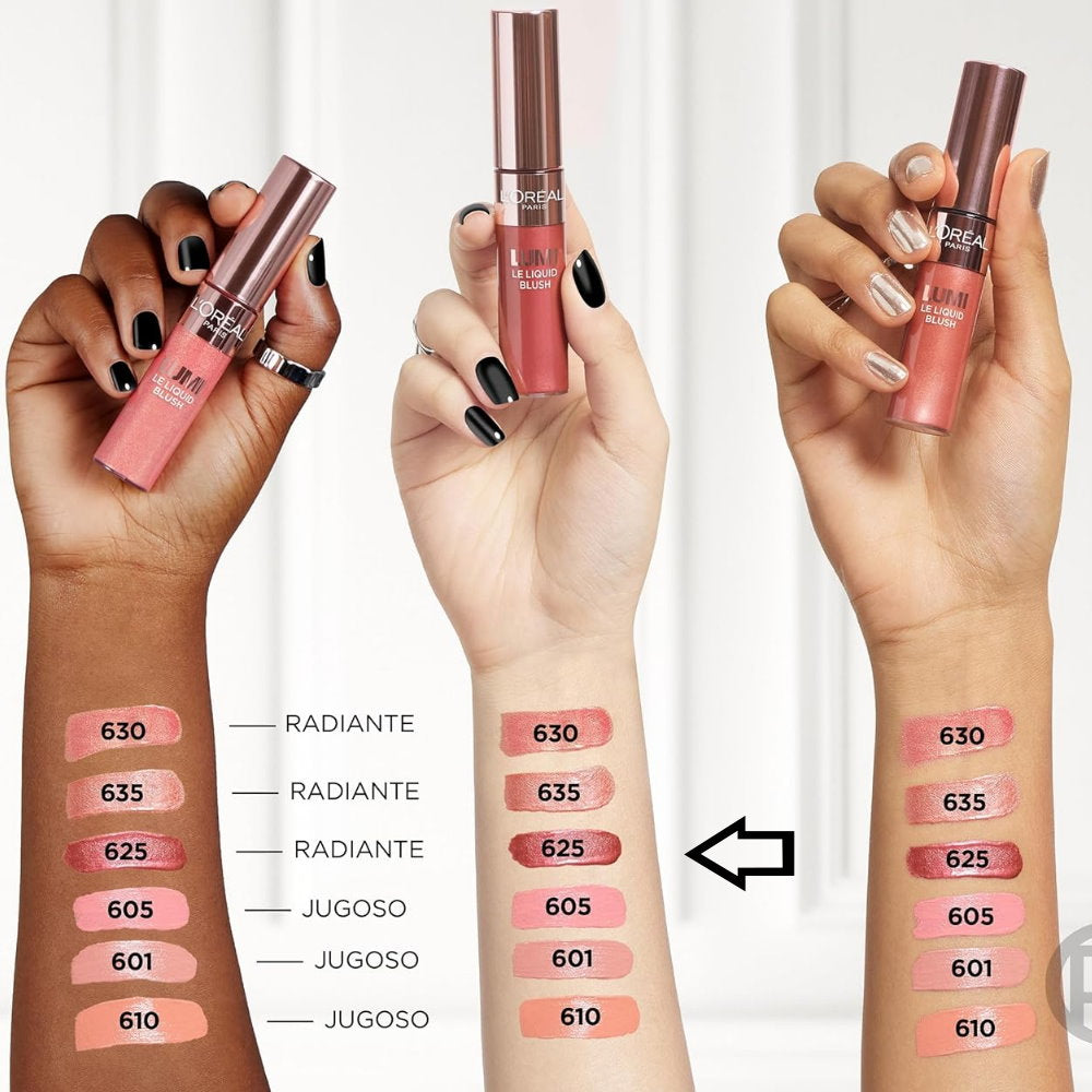 6x L'Oreal Paris Lumi Le Liquid Blush 10ml 625 Gold Pink
