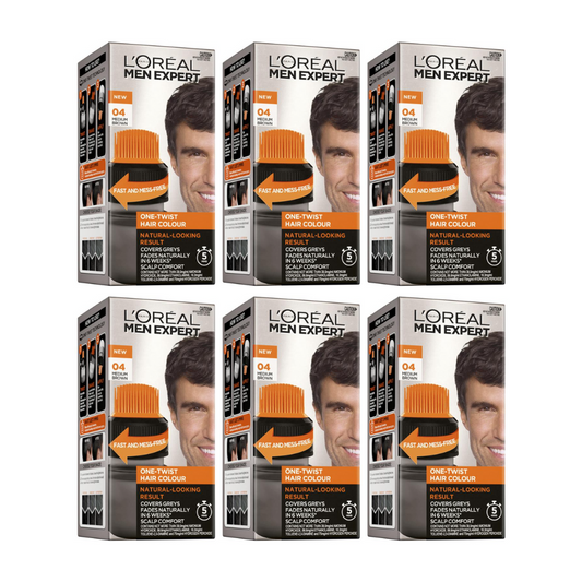 6x L'Oreal Paris Men Expert Hair Colour 04 Medium Brown