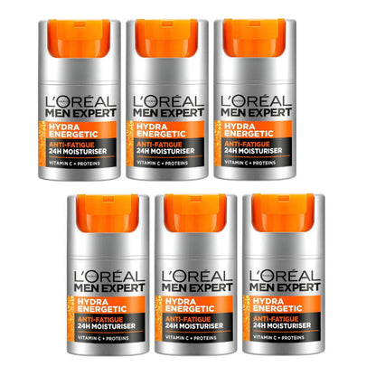 6x L'Oreal Paris Men Expert Hydra Energetic 24hr Anti Fatigue Moisturiser 50ml