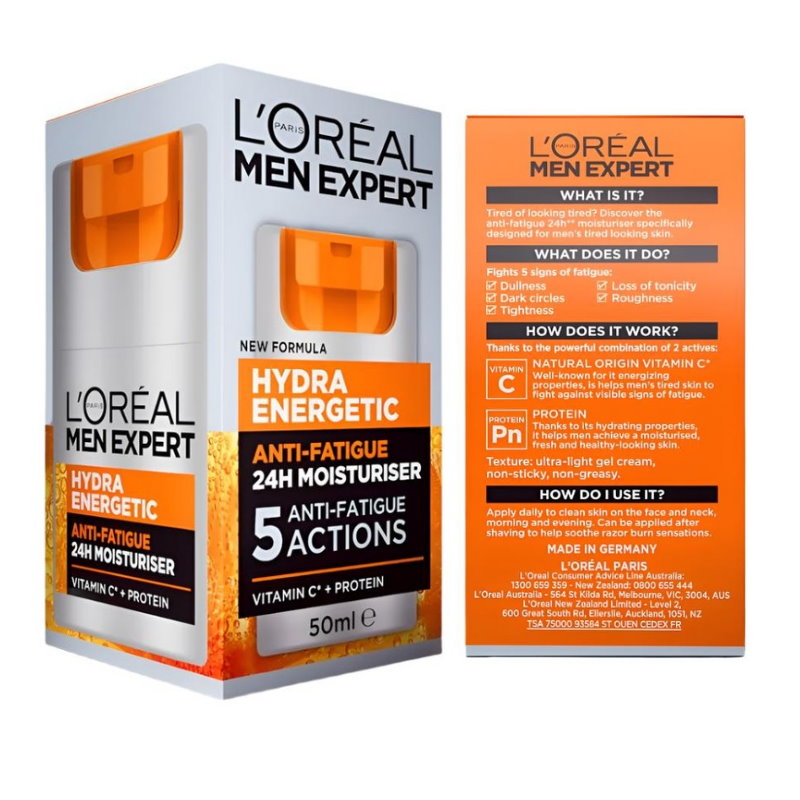 6x L'Oreal Paris Men Expert Hydra Energetic 24hr Anti Fatigue Moisturiser 50ml