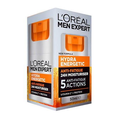 L'Oreal Men Expert Hydra Energetic skincare product packaging on a white background