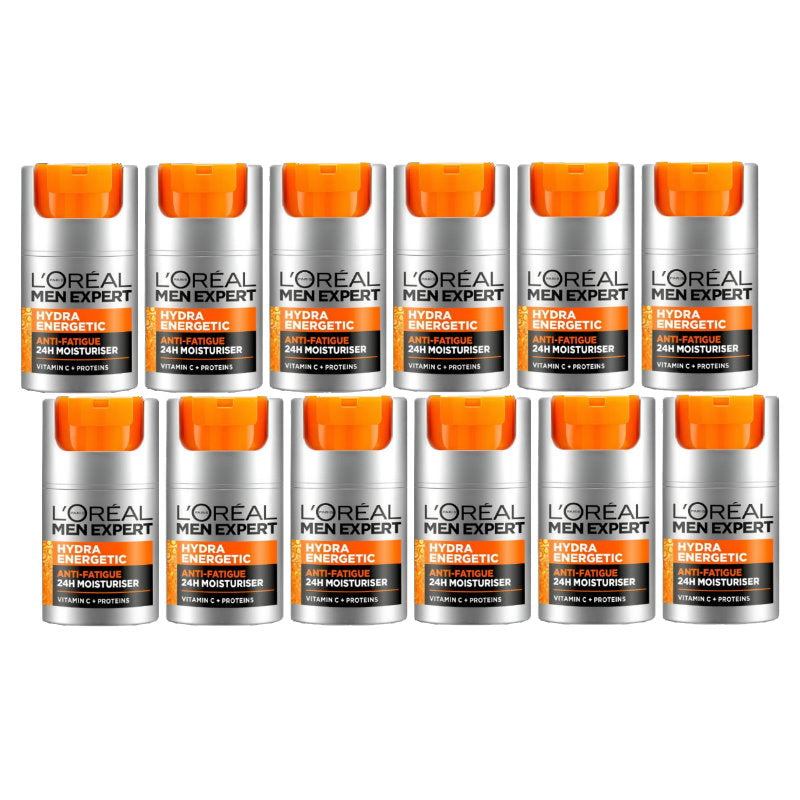 12x L'Oreal Paris Men Expert Hydra Energetic 24hr Anti Fatigue Moisturiser 50ml