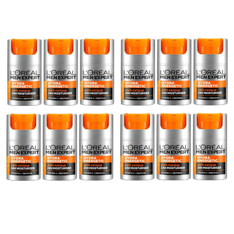 12x L'Oreal Paris Men Expert Hydra Energetic 24hr Anti Fatigue Moisturiser 50ml