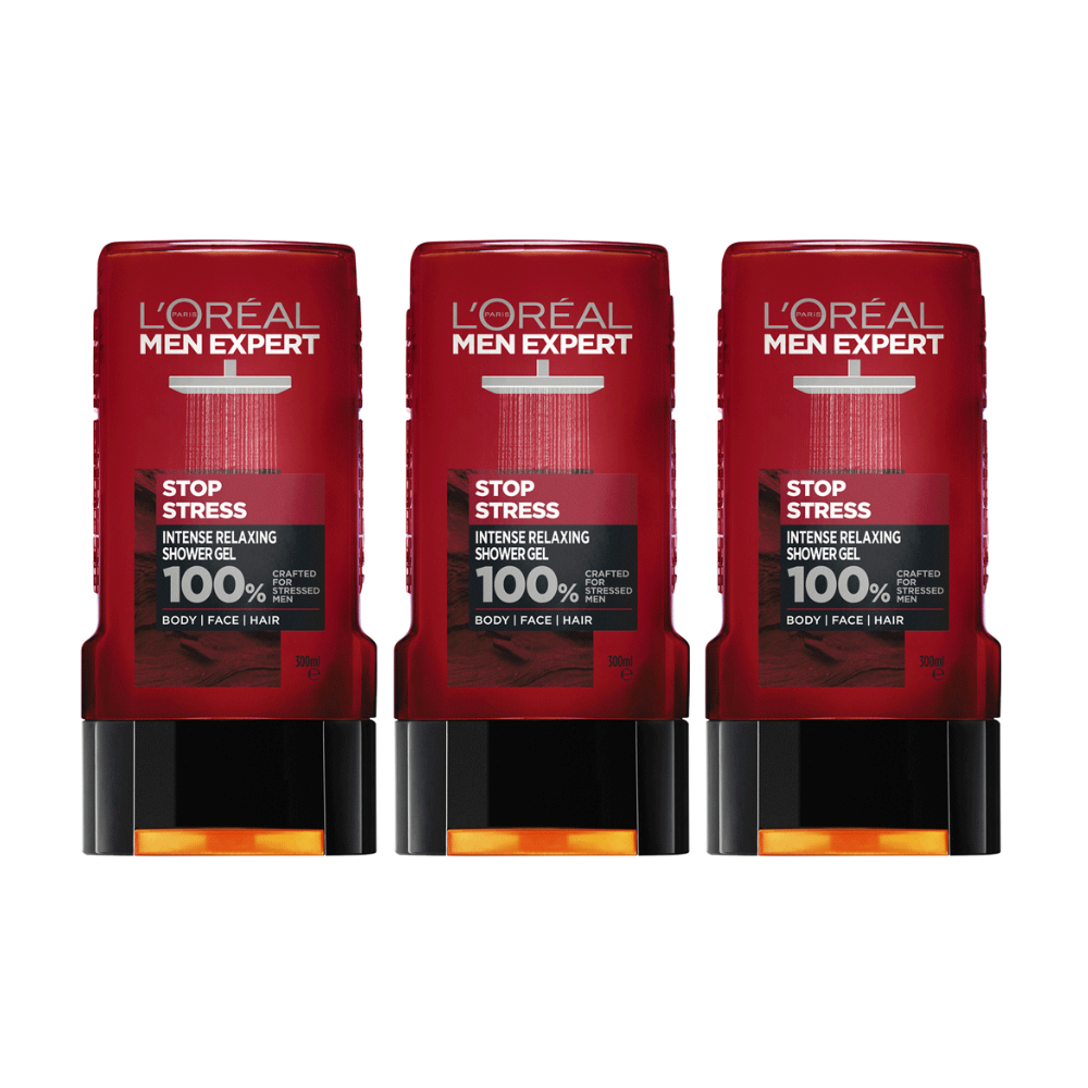 3x L'Oreal Paris Men Expert Stop Stress Shower Gel 300ml