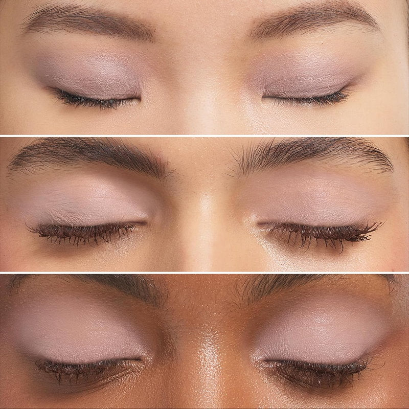 Close-up of a person's eyes with pink eyeshadow applied in different  directions. L'Oreal Paris Paradise Le Shadow Stick 245 Alluring Rose