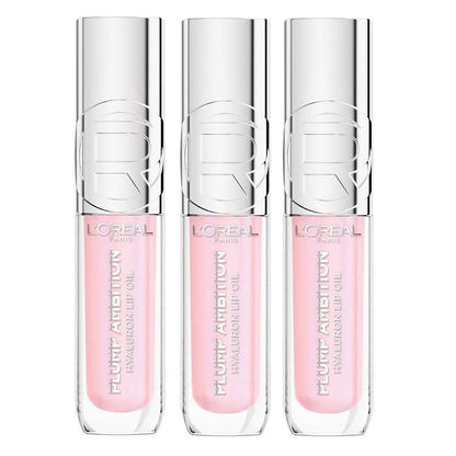 3x L'Oreal Paris Plump Ambition Hyaluron Lip Oil 101 Cristal Clear 5ml